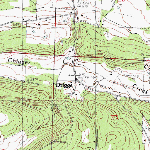 Topographic Map of Driggs, AR