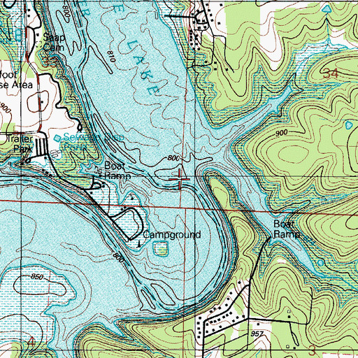 Topographic Map of Big Hollow Branch, MO