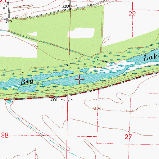 Topographic Map of Big Lake, MO