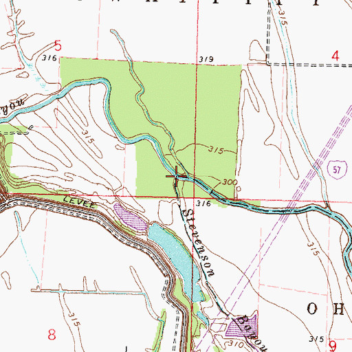 Topographic Map of Big Lake Bayou, MO