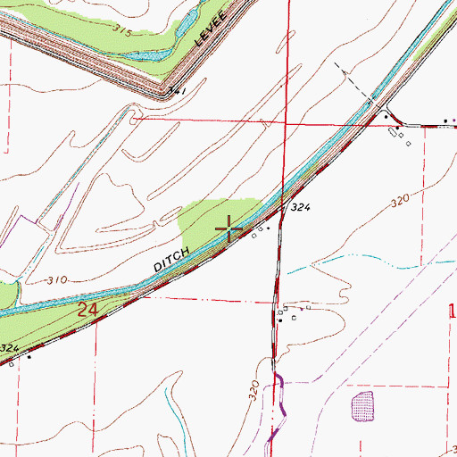 Topographic Map of Big Lake Ditch, MO