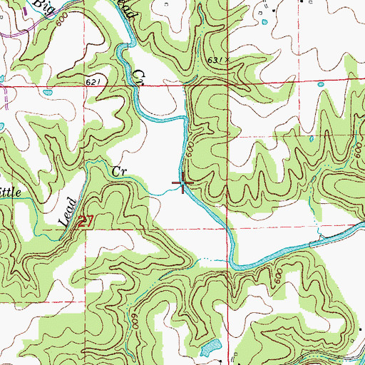 Topographic Map of Big Lead Creek, MO