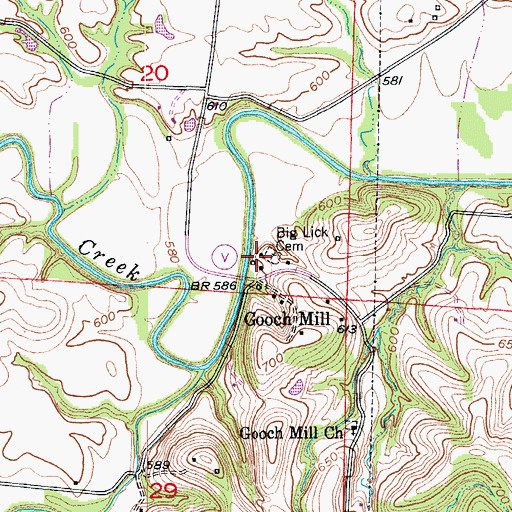 Topographic Map of Big Lick Cemetery, MO