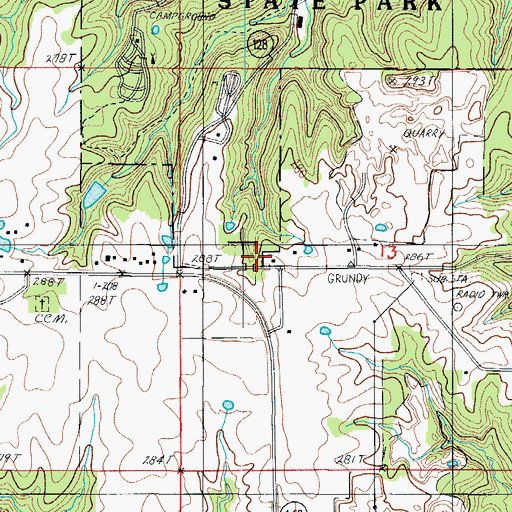 Topographic Map of Big Oak School, MO