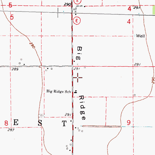 Topographic Map of Big Ridge, MO