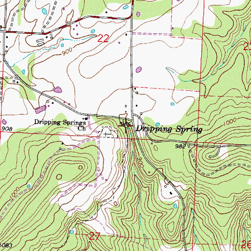 Topographic Map of Dripping Spring, AR