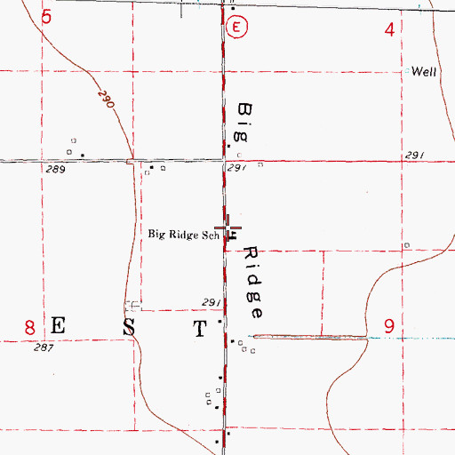 Topographic Map of Big Ridge School, MO
