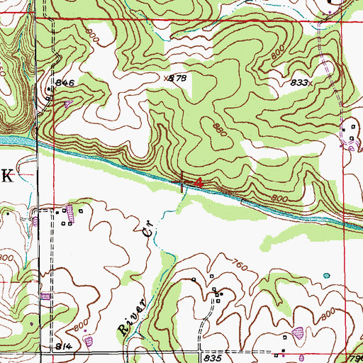 Topographic Map of Big River Creek, MO
