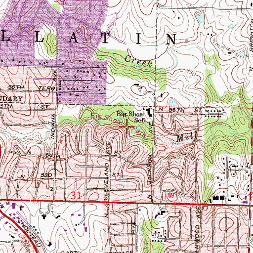 Topographic Map of Big Shoal Park, MO
