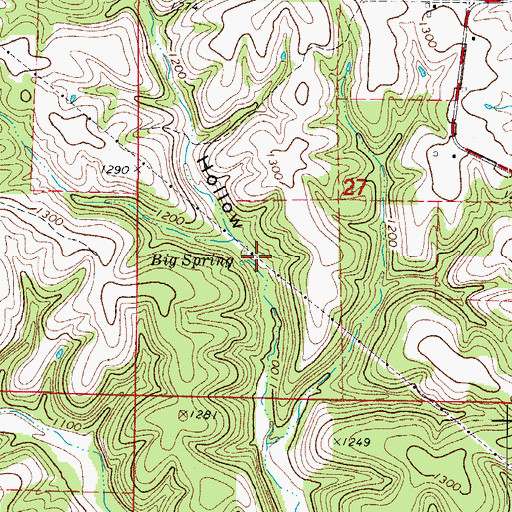 Topographic Map of Big Spring, MO