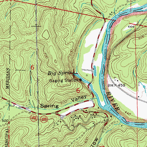 Topographic Map of Big Spring, MO