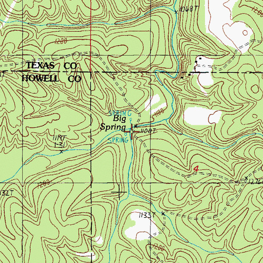 Topographic Map of Big Spring, MO