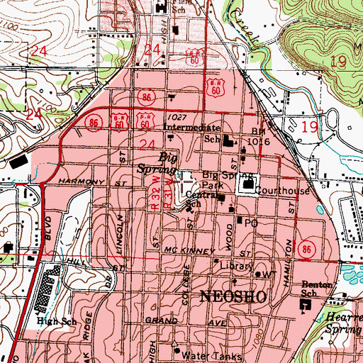 Topographic Map of Big Spring Park, MO