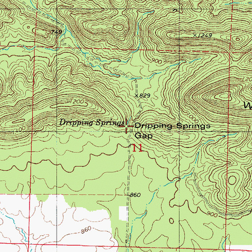 Topographic Map of Dripping Springs Gap, AR