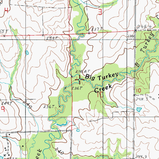 Topographic Map of Big Turkey Creek, MO