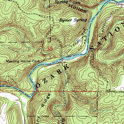 Topographic Map of Bill Hollow, MO