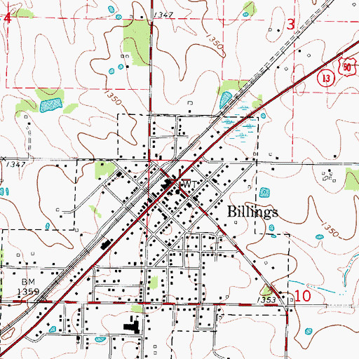 Topographic Map of Billings, MO