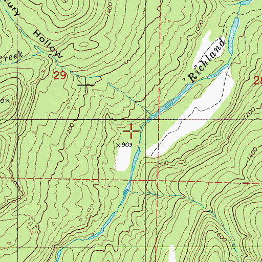 Topographic Map of Drury Hollow, AR