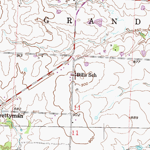 Topographic Map of Bills School (historical), MO