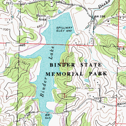 Topographic Map of Binder Memorial Park, MO