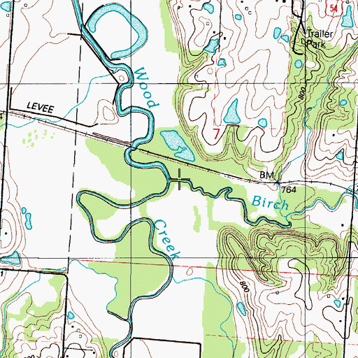 Topographic Map of Birch Branch, MO