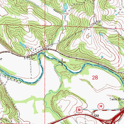 Topographic Map of Birch Creek, MO