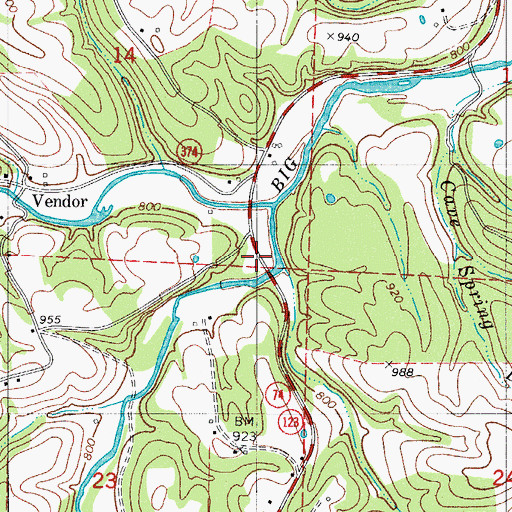 Topographic Map of Dry Branch, AR