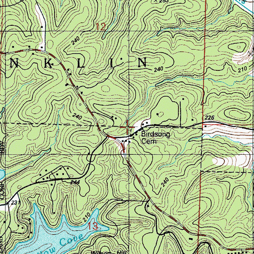 Topographic Map of Birdsong Cemetery, MO