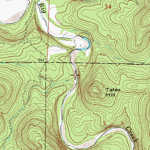 Topographic Map of Dry Branch, AR