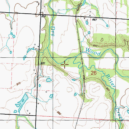 Topographic Map of Bitter Creek, MO
