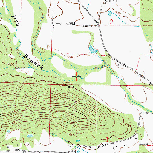 Topographic Map of Dry Branch, AR