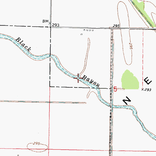 Topographic Map of Black Bayou, MO