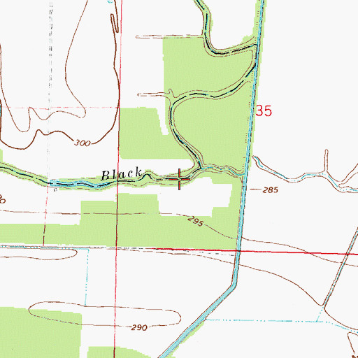 Topographic Map of Black Bayou, MO