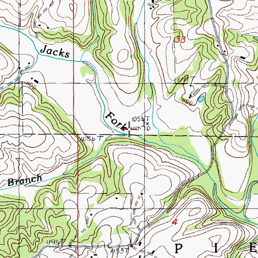 Topographic Map of Black Branch, MO