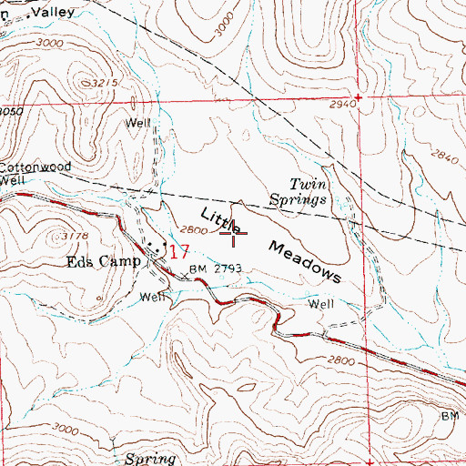 Topographic Map of Little Meadows, AZ