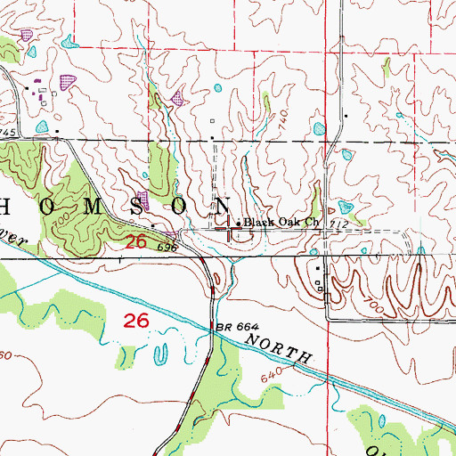 Topographic Map of Black Oak Church, MO