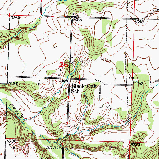 Topographic Map of Black Oak School, MO