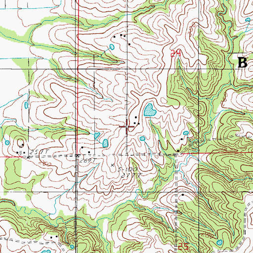 Topographic Map of Black Oak School, MO