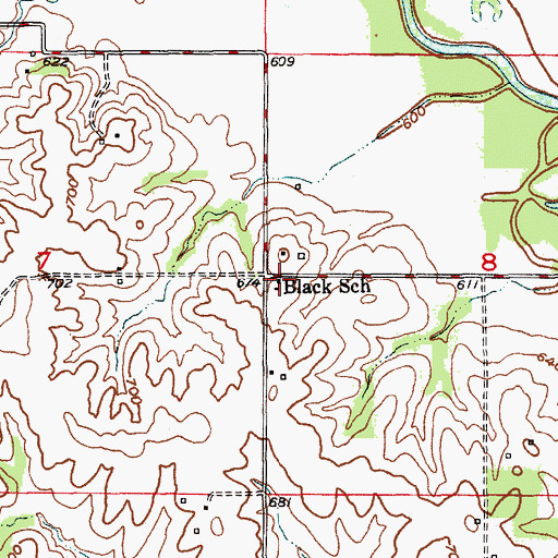 Topographic Map of Black School, MO