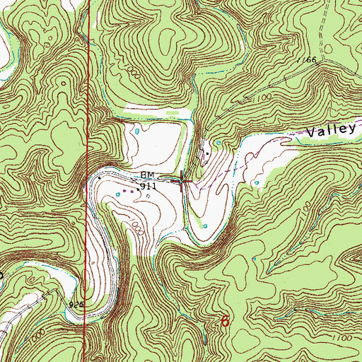 Topographic Map of Black Valley, MO