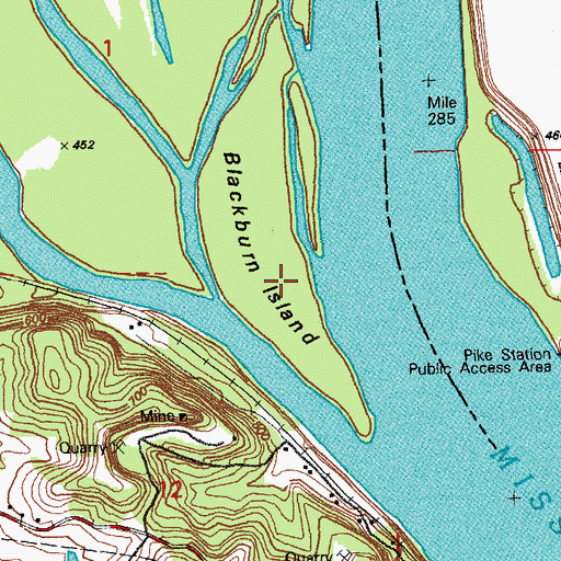 Topographic Map of Blackburn Island, MO