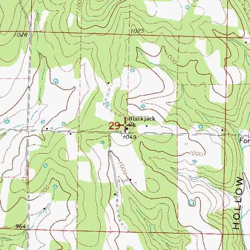 Topographic Map of Blackjack Church, MO