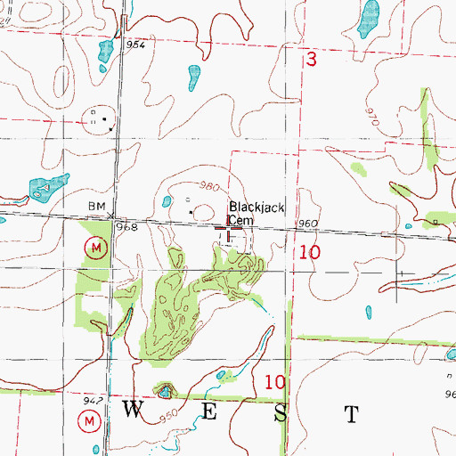 Topographic Map of Blackjack School (historical), MO