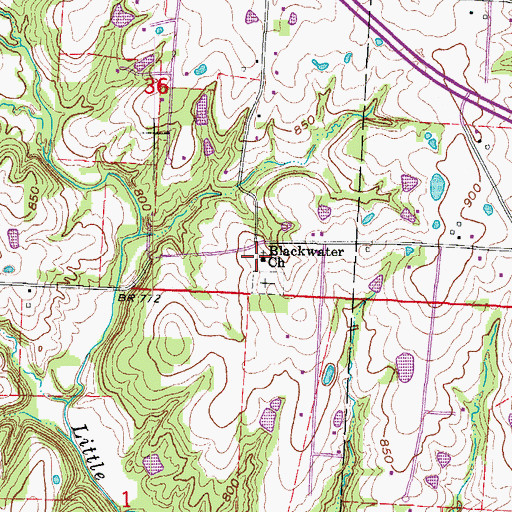 Topographic Map of Blackwater Church, MO