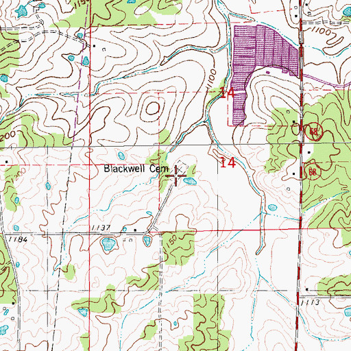 Topographic Map of Blackwell Cemetery, MO
