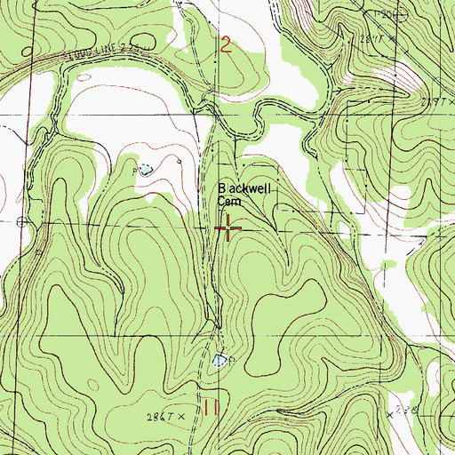Topographic Map of Blackwell Cemetery, MO