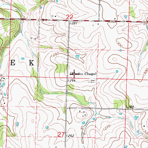 Topographic Map of Blades Chapel, MO