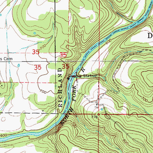Topographic Map of Blair Hollow, MO