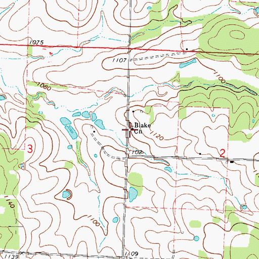 Topographic Map of Blake Church, MO