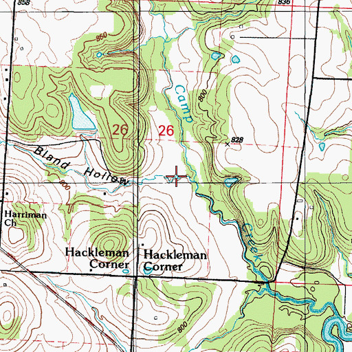 Topographic Map of Bland Hollow, MO